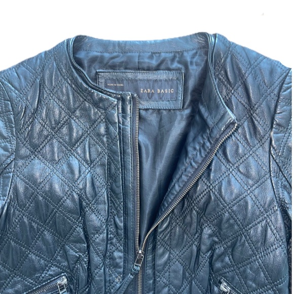 Zara Black Quilted Leather Jacket - Picture 4 of 7